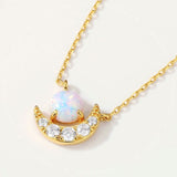 Opal Starlight Crescent Moon Necklace