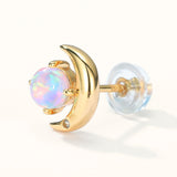 Opal Starlight Crescent Moon Stud Earrings