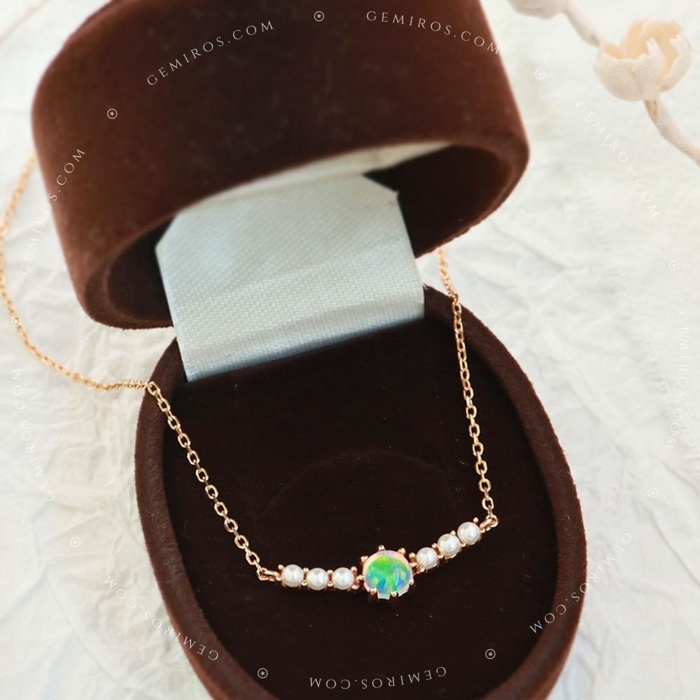 Opal and Pearl Smile Necklace