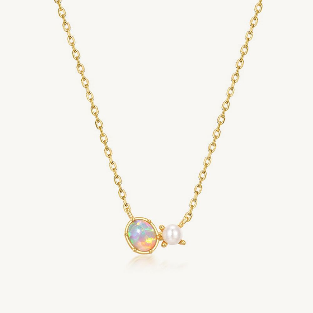 Opal and Pearl Toi et Moi Necklace