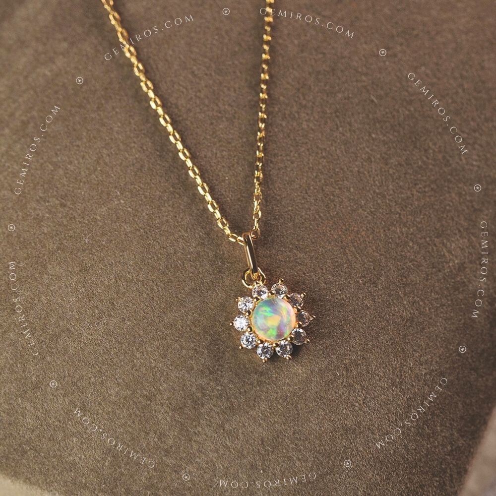 Iridescent Opal Star Petals Pendant