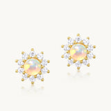 Iridescent Opal Star Petals Stud Earrings