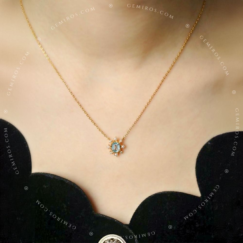 Blue Topaz & Pearl Snowflake Palace Necklace