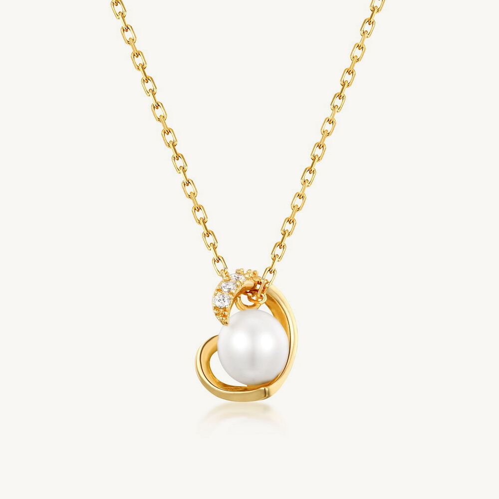 Eternal Embrace Pearl Heart Pendant Necklace