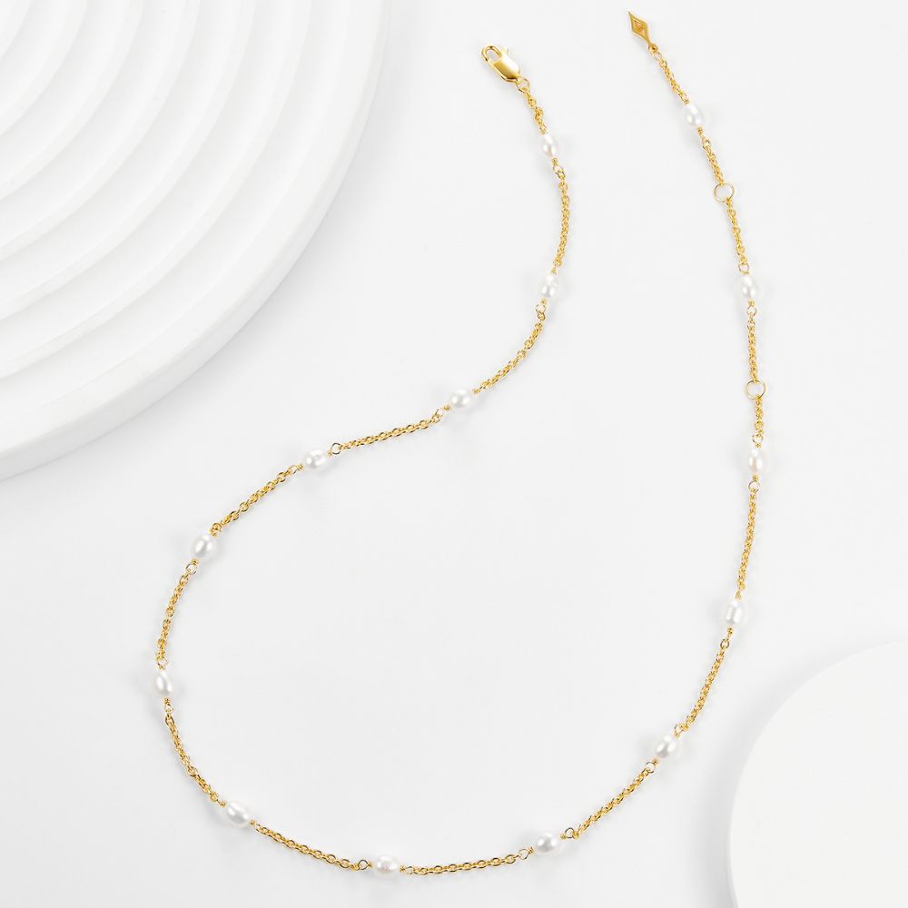 Beaded Pearl Satellite Chain Necklace