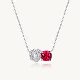 Rose Pavé 2.68ct Cushion Cut Ruby Necklace