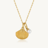 Summer Seashell Freshwater Pearl Necklace