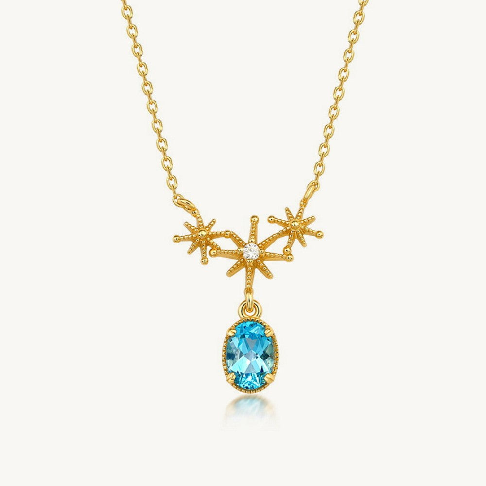 Starry Summer Sky Swiss Blue Topaz Necklace