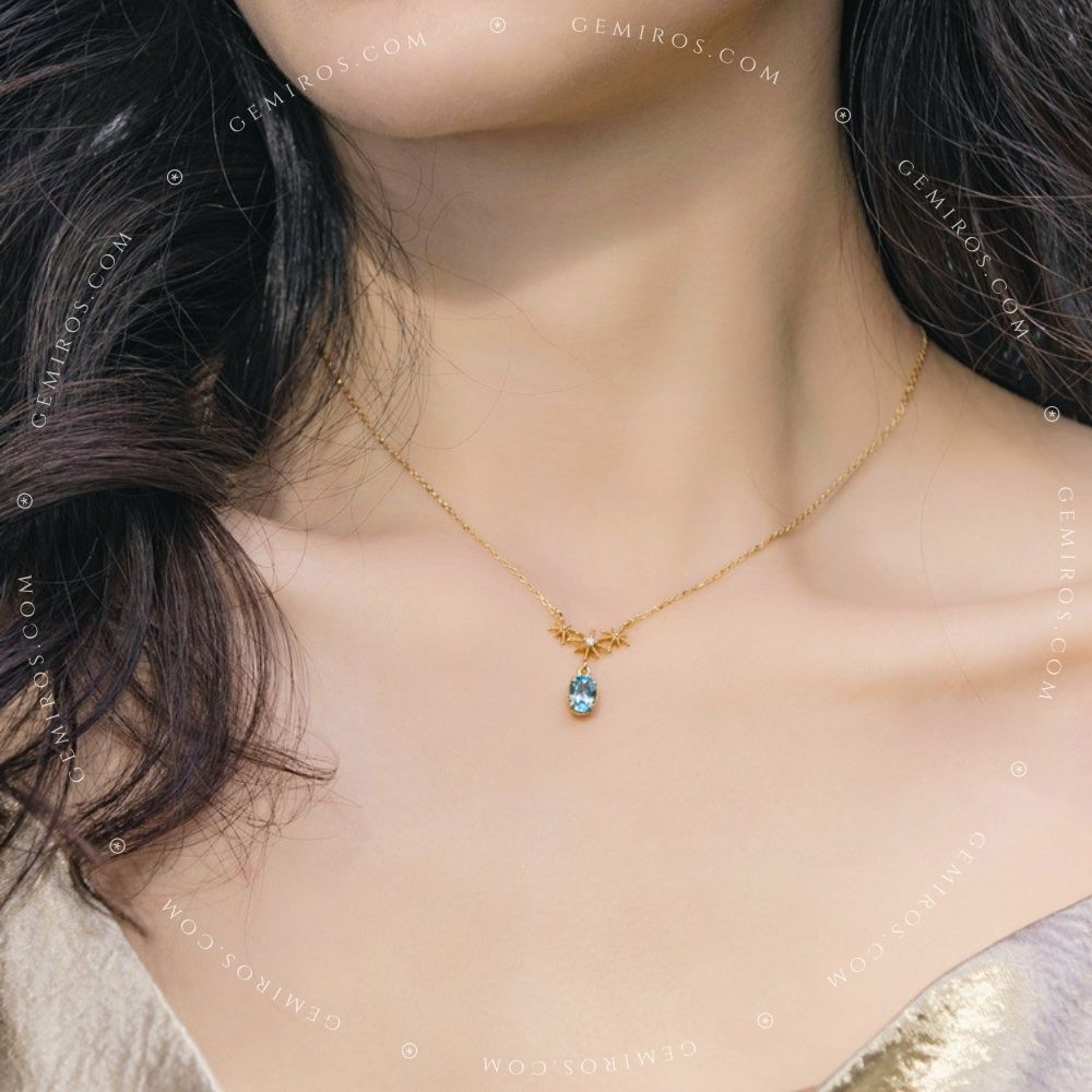 Starry Summer Sky Swiss Blue Topaz Necklace