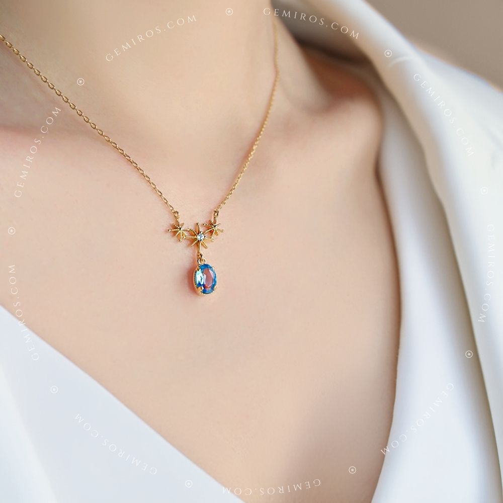 Starry Summer Sky Swiss Blue Topaz Necklace