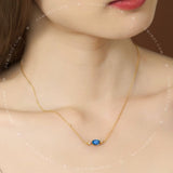 Stars Aligned Oval Rose Cut London Blue Topaz Necklace