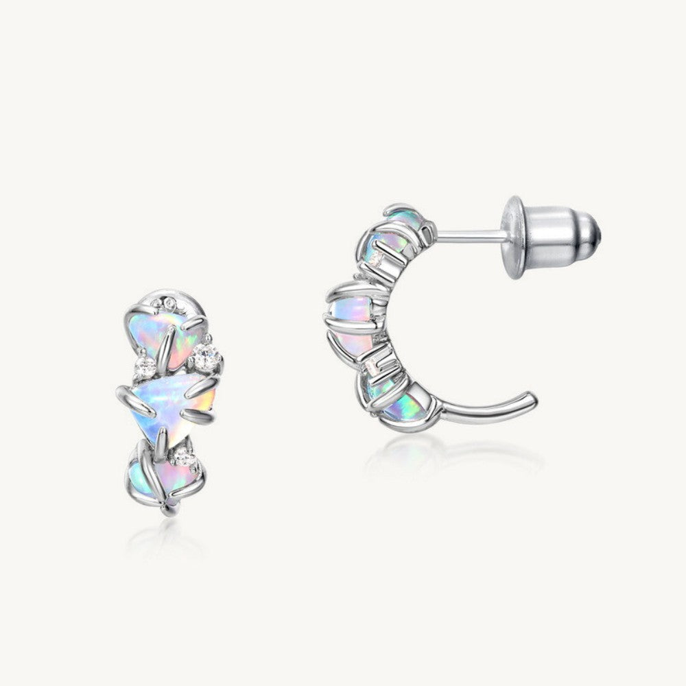 Three Wishes Triple Opal Half Hoop Earrings