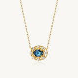 Vintage Rose Cut London Blue Topaz Necklace