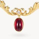 Vintage Wings Garnet Drop Pendant Necklace