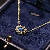 Vintage Rose Cut London Blue Topaz Necklace